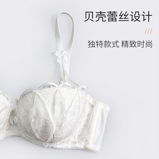 内衣女本命年套装小胸聚拢性感文胸红色内衣大胸显小兔年胸罩蕾丝 贝壳杏色 70C+S