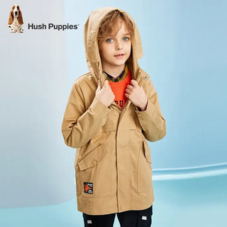 暇步士（Hush Puppies）童装女童男童风衣春秋季中大童卡儿童宽松舒适外套 暖卡其(男童) 130cm