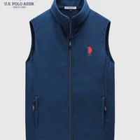 U.S. POLO ASSN.马甲男抓绒背心男士休闲外套春秋坎肩无袖立领上衣男装 蓝色 3XL