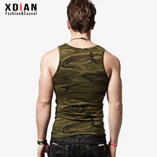 续点 迷彩背心 男 夏 紧身修身训练服战术休闲健身运动背心 男装汗背心 男士棉打底汗衫潮-T116 迷彩 XXL(76KG紧身)