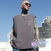 真维斯纯棉背心男2022年夏季新款休闲潮流运动健身篮球美式体恤大码无袖坎肩汗衫学生青少年百搭上衣服男 深灰(远方山云胸标) XL(推荐135-155斤左右)