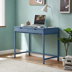 LINSY 林氏家居 出品 卡法尼 现代简约电脑桌子【灰蓝】1.0米桌+03-A椅