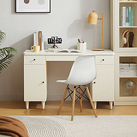 新品发售：LINSY 林氏家居 出品 卡法尼现 代简约奶油风书桌书柜 MI1V-A 1.2m矮书桌+LS179书椅