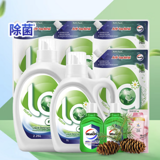 Walch 威露士 洗衣套装 有氧洗衣液2.25L+1L+1L*4袋+留香珠25g+消毒液60ml*2