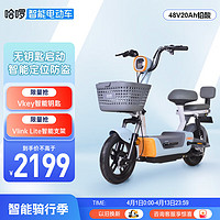 哈啰电动车48V20Ah铅酸电池电瓶车新国标电动自行车 A30-22 粉彩蓝橙