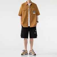 oyy 短袖衬衫男2023夏季新款休闲运动套装潮流搭