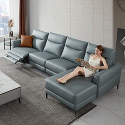KUKa 顾家家居 皮感科技布大户型客厅简约现代家具布艺沙发多功能6062