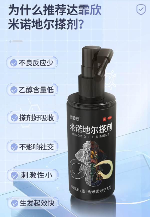 有券的上：达霏欣 米诺地尔酊搽生发剂液5% 60ml*3瓶