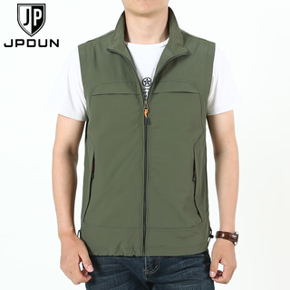 JP 秋季马甲男速干背心休闲工装外套2819 卡其色 L(适合125斤-140斤)