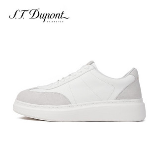 S.T.Dupont都彭男士真皮透气德训鞋运动板鞋男士休闲鞋夏季L32165102 白色/灰色 41欧码
