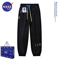 NASA BASE官方男装潮牌联名休闲裤男女款束脚小脚裤青少年弹力大码裤子男 JYF-G63黑色 XL(150-170斤)