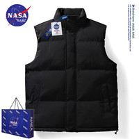 NASA BASE官方男装联名马甲男女款秋冬季休闲坎肩立领保暖大码外套 CEAY88908-黑色 L(建议80-100斤)