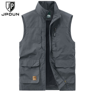 JP 户外男士马甲多口袋休闲工装背心薄款速干马夹677 2262深灰色 M(适合110斤-125斤)
