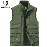 JP 户外男士马甲多口袋休闲工装背心薄款速干马夹677 军绿色 3XL(适合170斤-185斤)