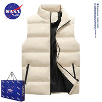NASA BASE官方男装联名马甲男女款秋冬季休闲坎肩立领保暖大码外套 HP2009-卡其 2XL(建议120-140斤)