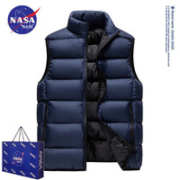 NASA BASE官方男装联名马甲男女款秋冬季休闲坎肩立领保暖大码外套 HP0905-蓝色 4XL(建议160-180斤)