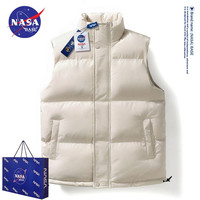 NASA BASE官方男装联名马甲男女款秋冬季休闲坎肩立领保暖大码外套 CEAY88908-米白 4XL(建议160-180斤)