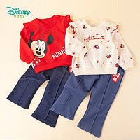 Disney 迪士尼 女童小飞袖上衣牛仔裤套装