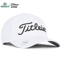 Titleist 泰特利斯 高尔夫球帽高尔夫男士纯色球帽 有顶遮阳帽 时尚休闲透气头围可调节 白/黑TH22APPBMGC-10