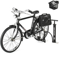 玥乐 1/10 二八大杠自行车 男款 黑色 车类模型（公文包+打气筒+更换车篮）