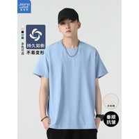 JEANSWEST 真维斯 短袖T恤男纯色春夏季宽松白色打底休闲圆领潮流上衣 华夫格薄(蓝色) L