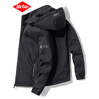 Lee Cooper 夹克男外套春秋韩版男士上衣宽松连帽百搭男装A426-2186 黑 XL