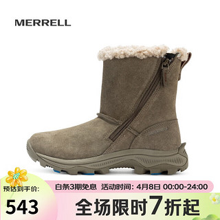 MERRELL 迈乐 经典雪地靴女ICEPACK高帮加绒保暖防水防滑耐磨冬靴J003718 J003718 浅卡基 36