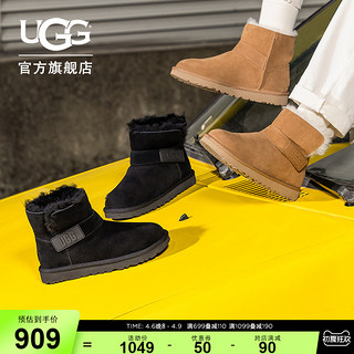 UGG 2022秋冬新款女士靴平底休闲LOGO压花束带短靴雪地靴 1137073