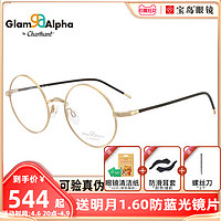 CHARMANT 夏蒙 眼镜架时尚合金圆框商务舒适眼镜框可配近视GA38035