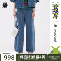 播宝可梦联名2023春萌趣皮标复古水洗影象牛仔直筒裤女BDQ1KD1461