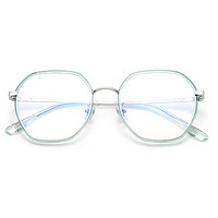 创果 防蓝光辐射眼镜女潮可变色防紫外线眼睛无度数平光镜 6321透明绿