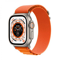 Apple 苹果 Watch Ultra 智能手表 49mm GPS+蜂窝网络款 钛金属原色表壳 橙色高山回环式表带 中号（GPS、血氧、ECG）