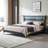 SUNHOO 双虎-全屋家具 双虎新款真皮床现代双人软包主卧床1.8米家具23601