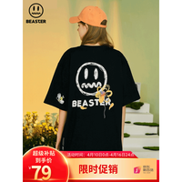 BEASTER小恶魔鬼脸短袖明星同款潮牌宽松情侣T恤夏男短袖T恤国潮大牌补贴 黑色 M