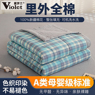 Violet 紫罗兰 A类纯棉色织水洗棉夏凉被里外全棉空调被新疆棉花被可机洗