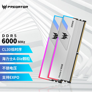 PREDATOR 宏碁掠夺者 64G(32G×2)套装 DDR5 6000频率 Vesta II 炫光星舰RGB灯条(C30) 星光银