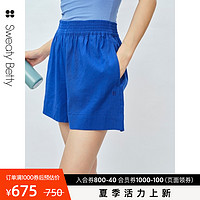 Sweaty Betty SweatyBetty Summer弹力松紧带亚麻布宽松休闲短裤女2023秋SB9137