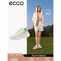 ECCO爱步运动鞋女 厚底撞色设计运动休闲鞋 悦动825313 白色蜜桃粉82531360403 37