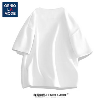 GENIOLAMODE 男士圆领短袖T恤 22317GE6577 白色 M