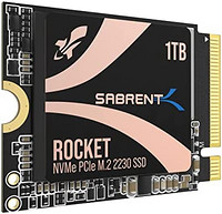 SABRENT 2230 M.2 NVMe Gen 4 1TB,内置固态硬盘 4750 MB / 秒读取,PCIe 4.0 X4,内部固态硬盘