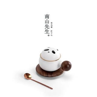 南山先生 咖啡杯泡茶杯陶瓷日式侧把防烫马克杯创意茶咖杯碟套装精致礼盒 熊猫茶咖(带旅行包)