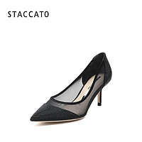 STACCATO 思加图 2022春季新款水钻透气尖头细高跟浅口鞋单鞋女皮鞋ED302AQ2