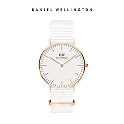 Daniel Wellington 丹尼尔惠灵顿 dw手表女36mm白色织纹表带腕表高档轻奢女表丹尼尔惠灵顿 正品