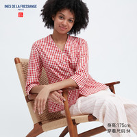 优衣库女装 INES DE LA FRESSANGE棉质斜纹V领衬衫(七分袖)457303