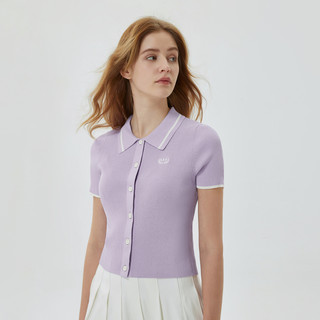 Gap 盖璞 女装夏季新款LOGO高弹短袖冰丝针织衫610617复古辣妹POLO衫