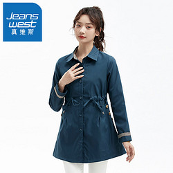 JEANSWEST 真维斯 2023年春秋新款纯色休闲短外套女宽松显瘦风衣女上衣小夹克