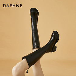 DAPHNE 达芙妮 厚底增高长筒靴女2023爆款洋气不过膝长靴高筒靴春季骑士靴