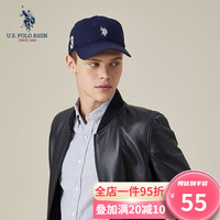 美国马球协会 U.S. POLO ASSN.US保罗情侣款帽子男女可调节鸭舌帽棒球帽网球户外运动帽刺绣男帽 藏蓝色 均码