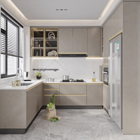 OPOLIA 欧铂丽 橱柜定制 整体厨房厨柜装修 现代简约石英石台面橱柜灶台碗柜一体 简·赫拉系列预付金