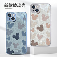 Disney 迪士尼 适用iphone13手机壳新款迪士尼苹果14promax网红卡通米奇11小众高级感mini花朵13女款8plus玻璃xsmax全包xr套